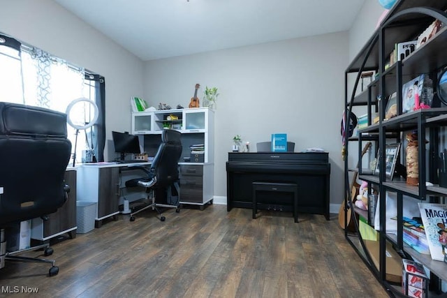 office space featuring wood finished floors