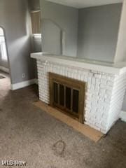 952 Whitby Rd, Cleveland Heights, OH 44112 - interior details featuring baseboards and a brick fireplace