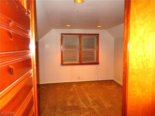 15613 Maplewood Ave, Maple Heights, OH 44137 - additional living space featuring carpet, vaulted ceiling, and recessed lighting