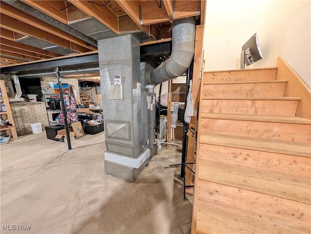 unfinished basement with stairway