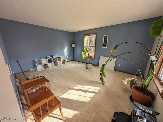 interior space featuring carpet floors and baseboards