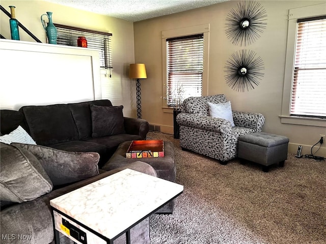 1275 Hollywood, Warren, OH 44483 - carpeted living area featuring plenty of natural light, a textured ceiling, and baseboards