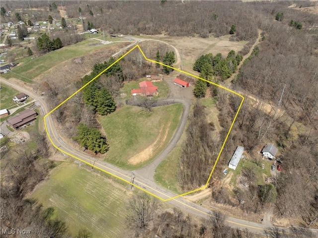bird's eye view featuring a rural view
