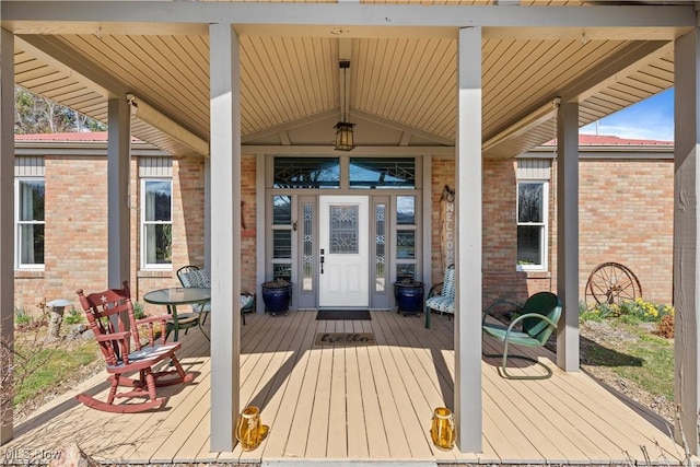 deck with a porch