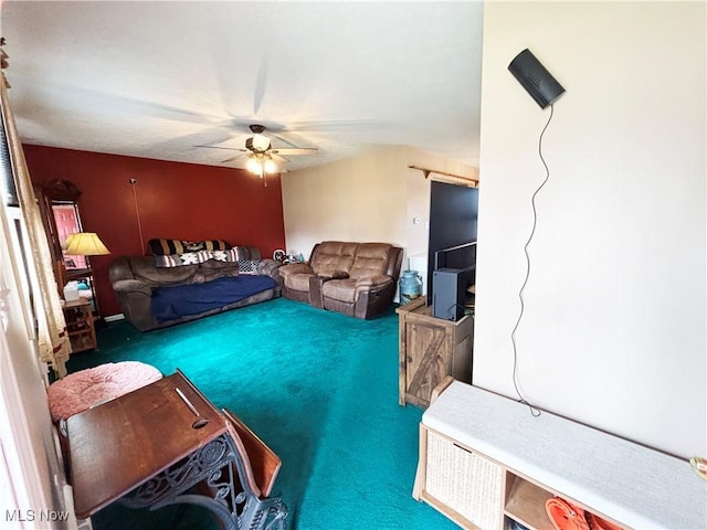 380 Sunshine Park Rd, Steubenville, OH 43952 - carpeted living room featuring ceiling fan
