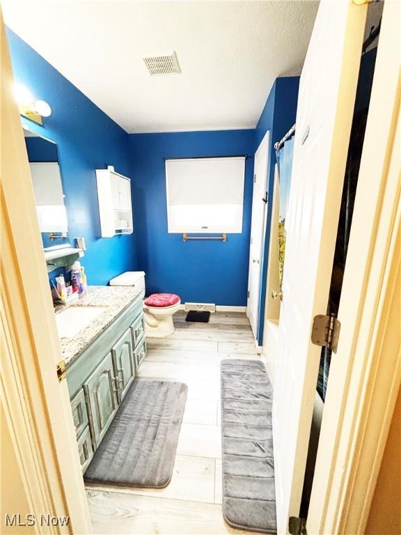 380 Sunshine Park Rd, Steubenville, OH 43952 - full bathroom with visible vents, curtained shower, toilet, and vanity