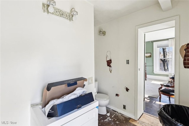 500 S Main St, Poland, OH 44514 - bathroom with baseboards, wood finished floors, and toilet