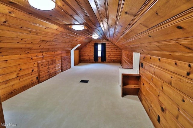 26949 County Road 25, Warsaw, OH 43844 - additional living space with wooden ceiling, carpet floors, vaulted ceiling, and wooden walls