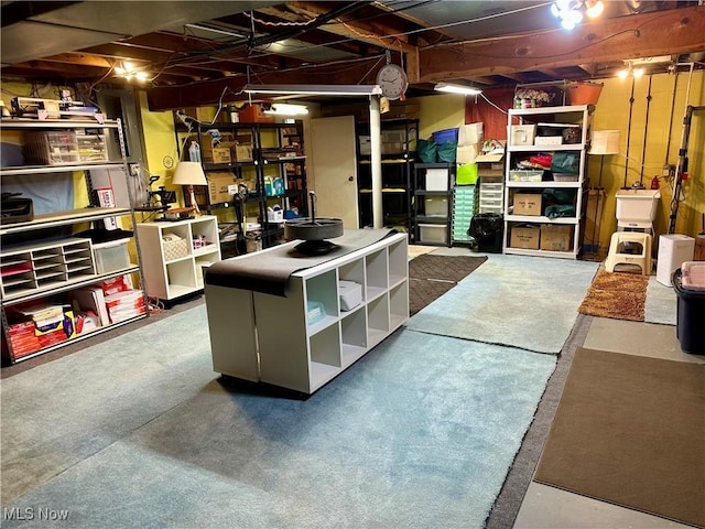 view of unfinished basement