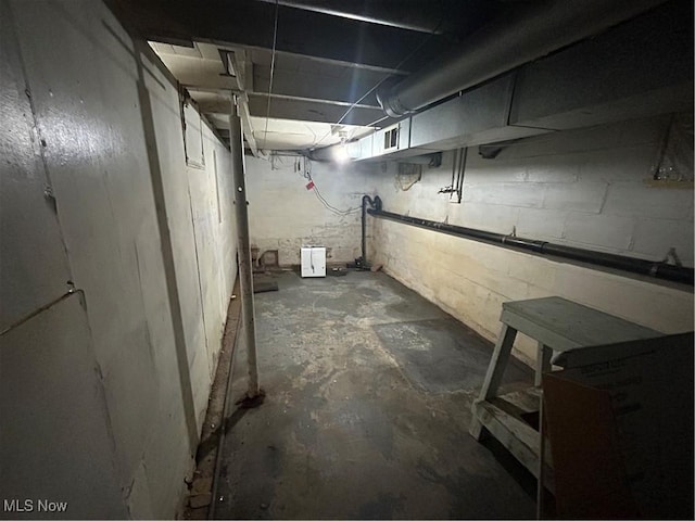 view of unfinished basement