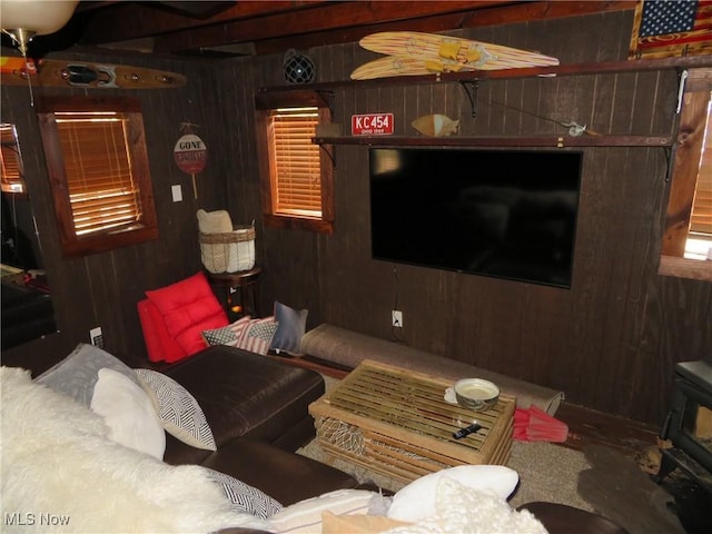 7301 Leafygreen St SW, Carrollton, OH 44615 - living area with wooden walls