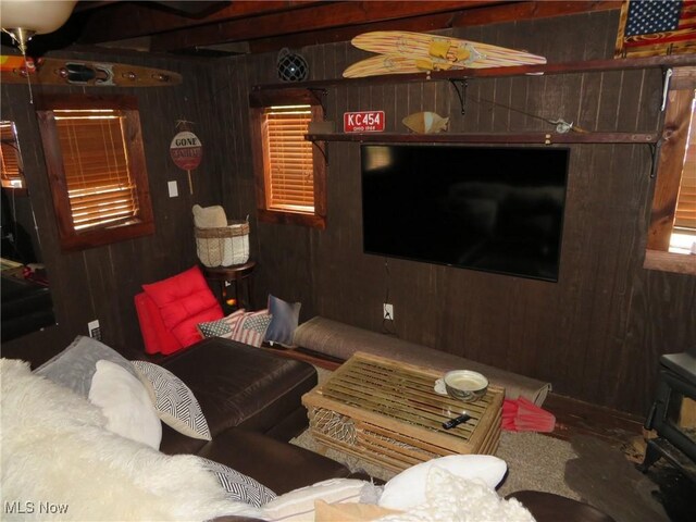 7301 Leafygreen St SW, Carrollton, OH 44615 - living room with wood walls