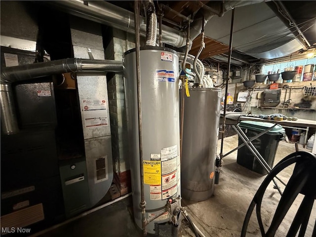 utilities featuring heating unit and water heater