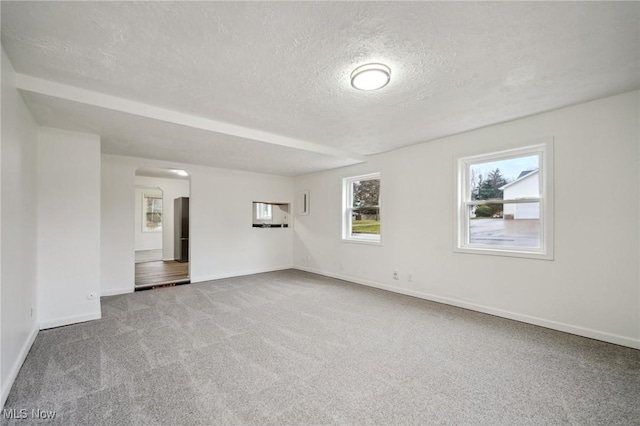 3665 Marcella Ave, Stow, OH 44224 - spare room featuring baseboards, arched walkways, carpet, and a textured ceiling