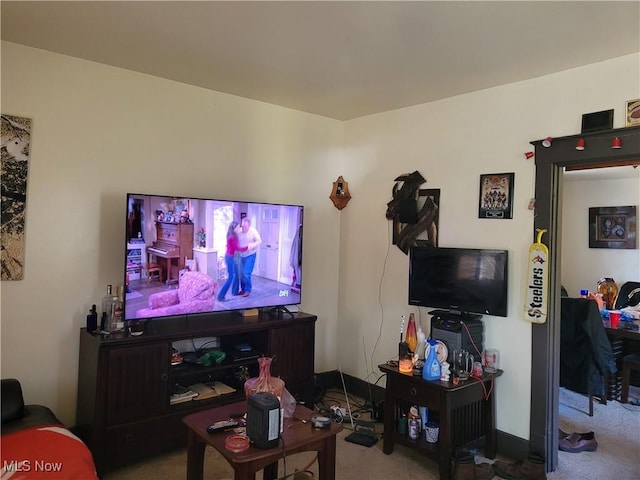 view of carpeted living area