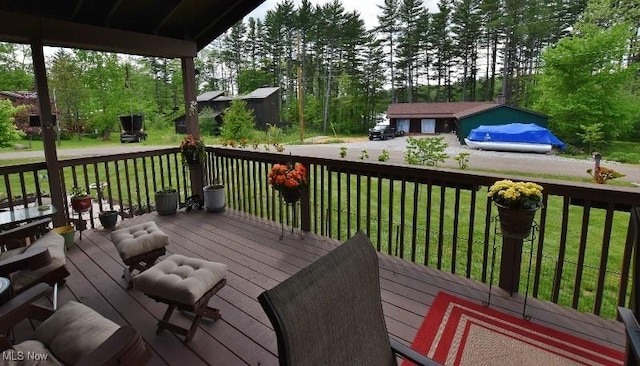 1208 Berwyn Dr SW, Sherrodsville, OH 44675 - wooden deck with a lawn and view of scattered trees
