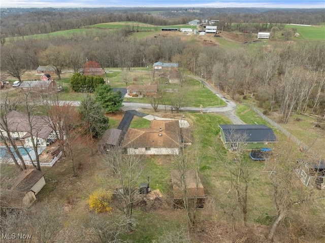 aerial view with a rural view