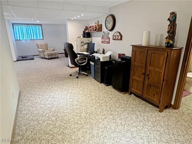 2816 Quail Run Ct, Lexington, OH 44904 - office area featuring light carpet and a paneled ceiling