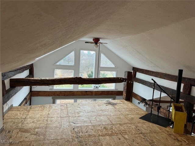 6232 Weaver Rd, Conneaut, OH 44030 - additional living space featuring vaulted ceiling and ceiling fan