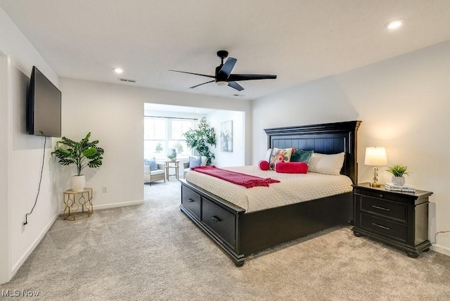 855-2 Dipper Ln, Aurora, OH 44202 - bedroom featuring light colored carpet, recessed lighting, and ceiling fan