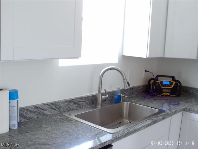 kitchen featuring white cabinets and a sink