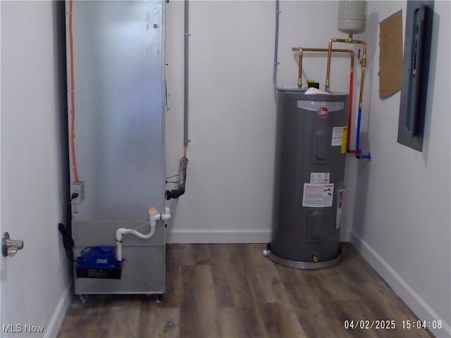 utility room with water heater and electric panel