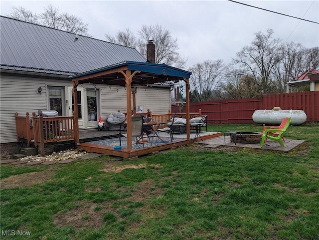 44790 County Road 23, Coshocton, OH 43812 - view of yard with a fire pit, a deck, and fence