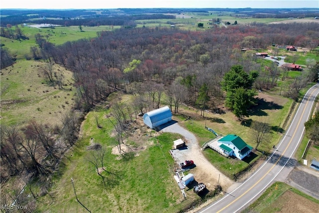 aerial view featuring a rural view