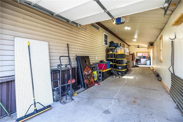 garage with a garage door opener