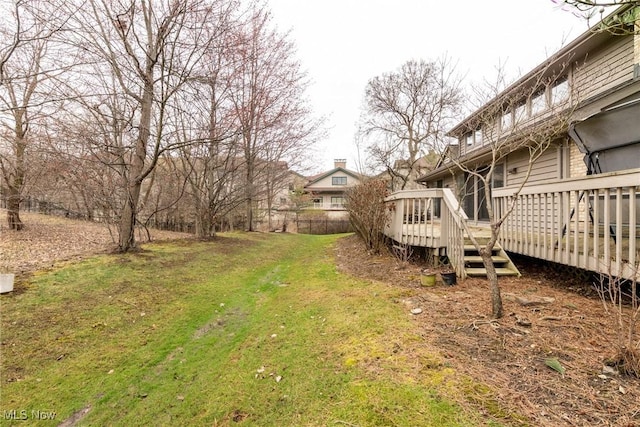 view of yard with a deck