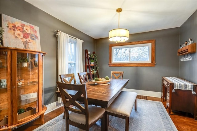 dining room featuring baseboards and wood finished floors