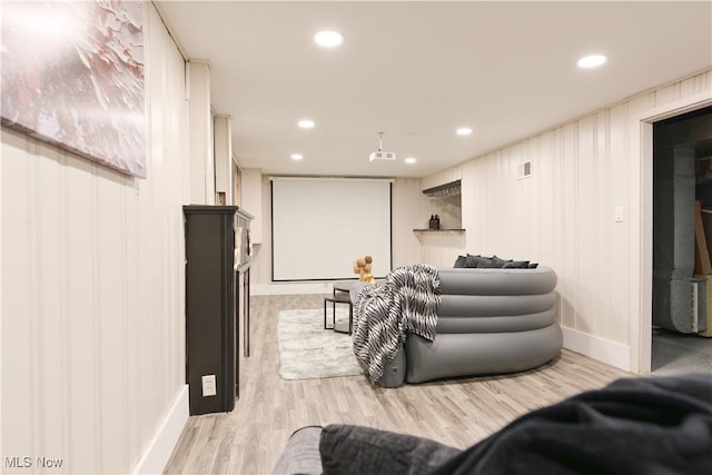 4019 W 226th St, Fairview Park, OH 44126 - cinema featuring baseboards, light wood finished floors, recessed lighting, and a decorative wall