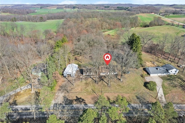 drone / aerial view with a rural view