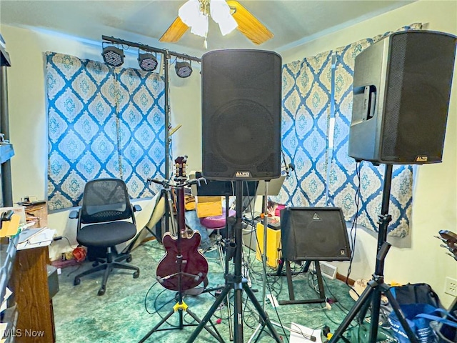 home office featuring a ceiling fan