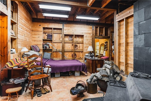 1000 Coon Fork Rd, Arnoldsburg, WV 25234 - bedroom featuring wood walls