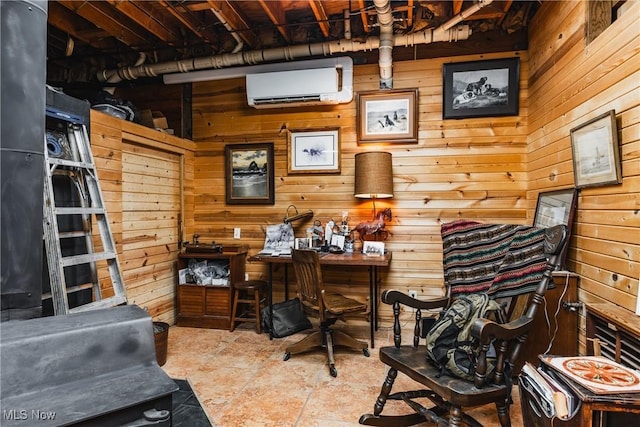 1000 Coon Fork Rd, Arnoldsburg, WV 25234 - office featuring a wall mounted AC and wooden walls
