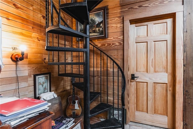 1000 Coon Fork Rd, Arnoldsburg, WV 25234 - staircase with wooden walls