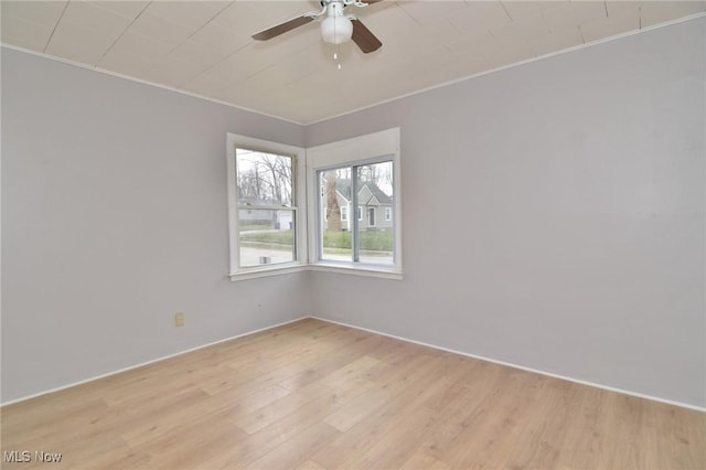 1118 Hartford Ave, Akron, OH 44320 - empty room featuring a ceiling fan, light wood-style flooring, and crown molding