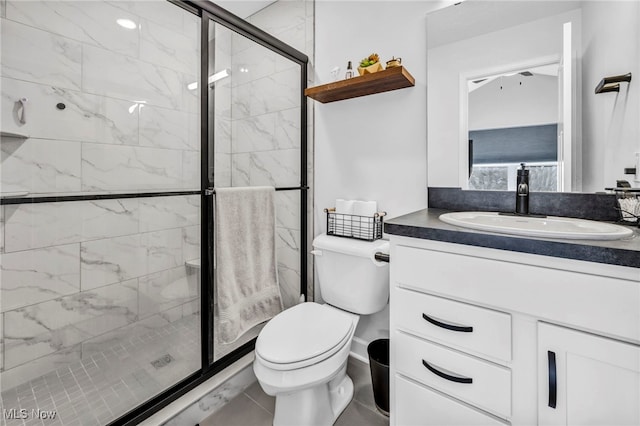 7510 Elton Ave, Cleveland, OH 44102 - full bath featuring a shower stall, marble finish floor, toilet, and vanity