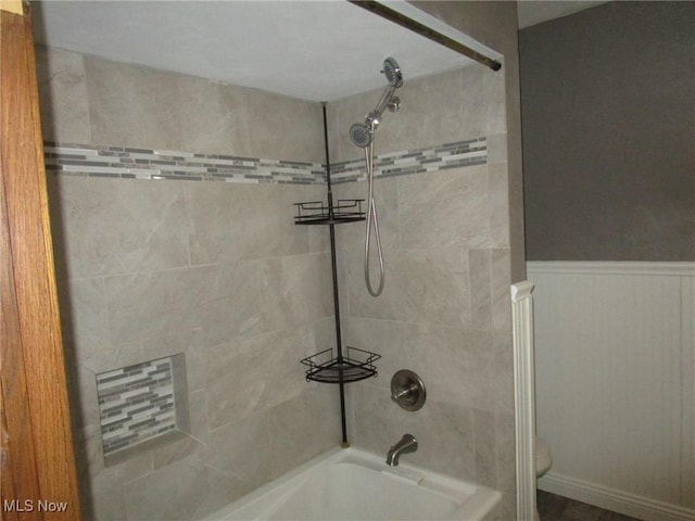 3701 Villa Marie Rd, Lowellville, OH 44436 - full bathroom with wainscoting,  shower combination, and toilet