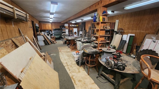 53525 Somerton Hwy, Jerusalem, OH 43747 - miscellaneous room featuring unfinished concrete flooring and wood walls