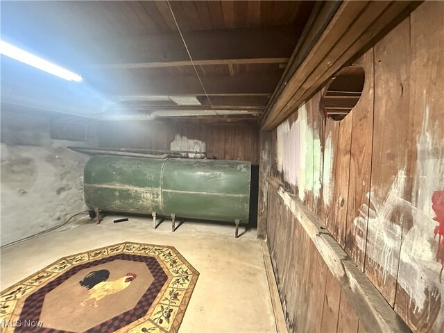 23314 Frostyville Rd, Caldwell, OH 43724 - unfinished basement with heating fuel and wood walls