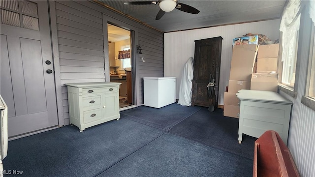 228 N 8th St, Coshocton, OH 43812 - interior space featuring refrigerator and a ceiling fan