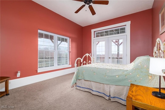 35955-35959 Bower Rd, Scio, OH 43988 - bedroom with french doors, a ceiling fan, access to outside, baseboards, and carpet
