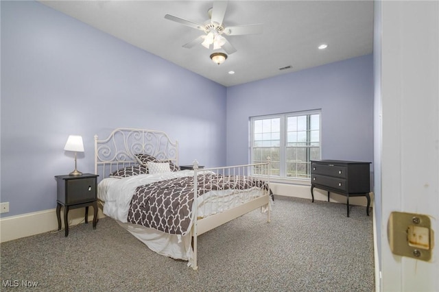 35955-35959 Bower Rd, Scio, OH 43988 - bedroom featuring carpet flooring, a ceiling fan, baseboards, visible vents, and recessed lighting