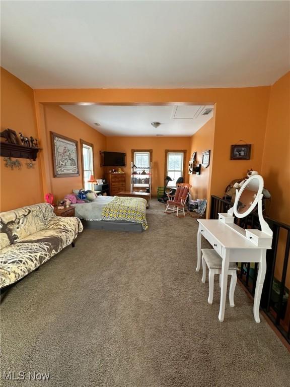 35955-35959 Bower Rd, Scio, OH 43988 - carpeted bedroom featuring attic access