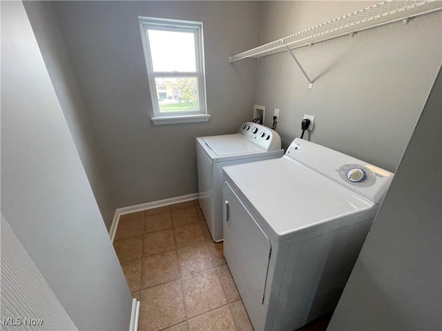 laundry room with washing machine and clothes dryer, laundry area, and baseboards