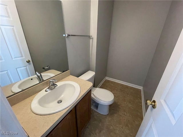bathroom with tile patterned flooring, toilet, and vanity