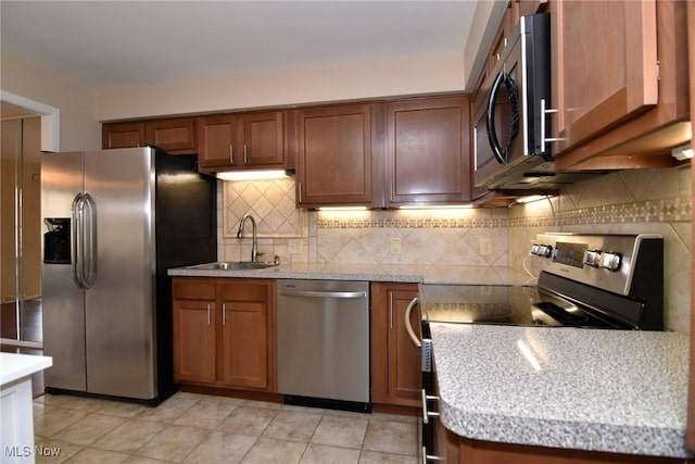 3333 Warrensville Center Rd Unit 204, Shaker Heights, OH 44122 - kitchen with brown cabinetry, a sink, and stainless steel appliances