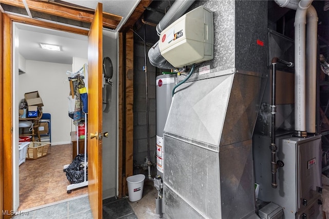 utility room with water heater
